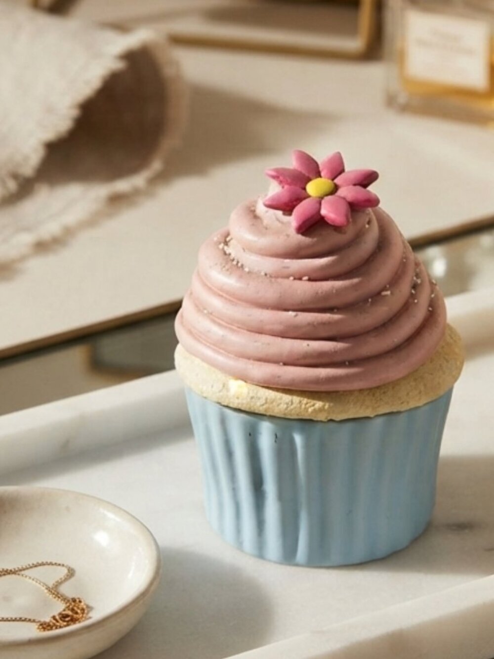 Cupcake Trinket Box Ceramic Pastel Jewelry Organizer Storage Pink Blue - Picture 7 of 9